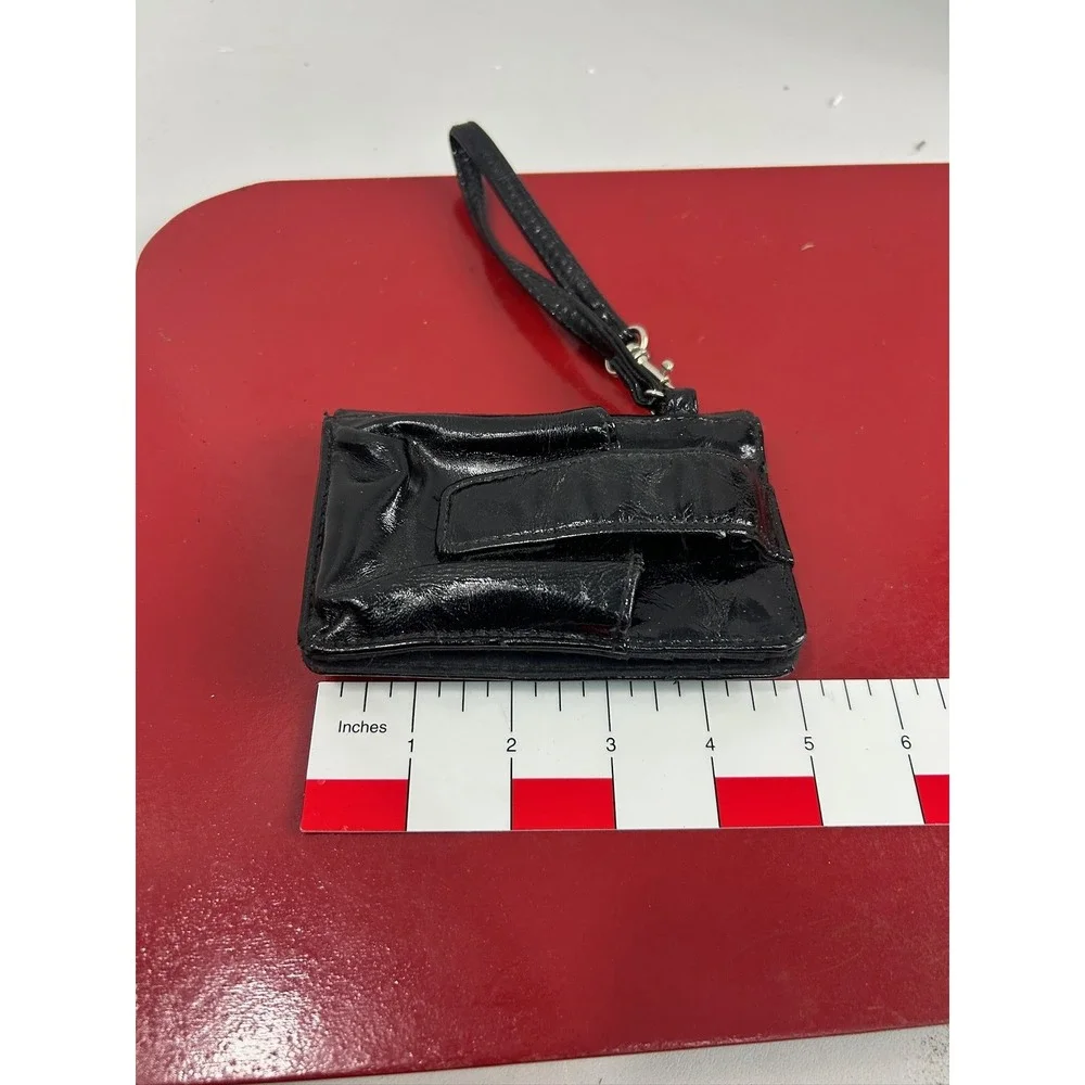 Black Faux Patent Leather Wallet Womens Purse Wristlet ID Card Holder Zipper Str